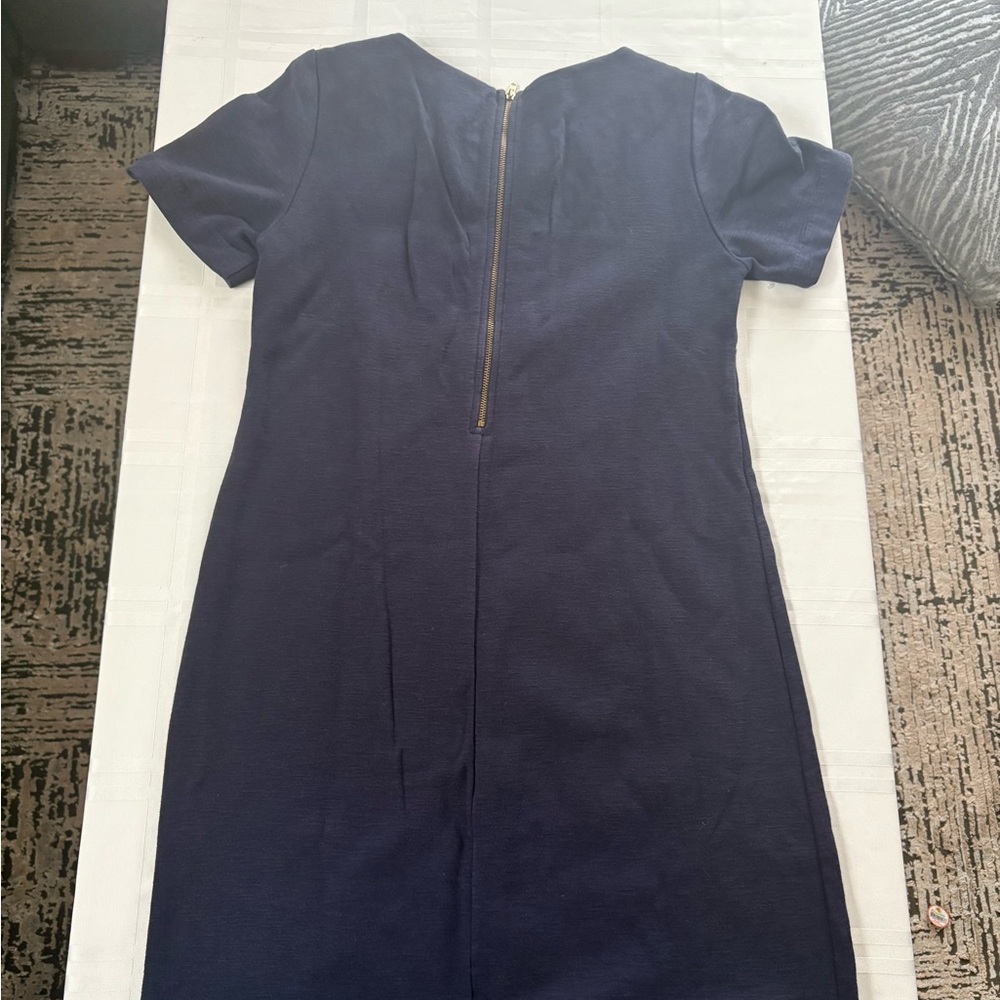 J. Crew navy bleu and white Sheath Midi Dress for Work - Picture 3 of 7